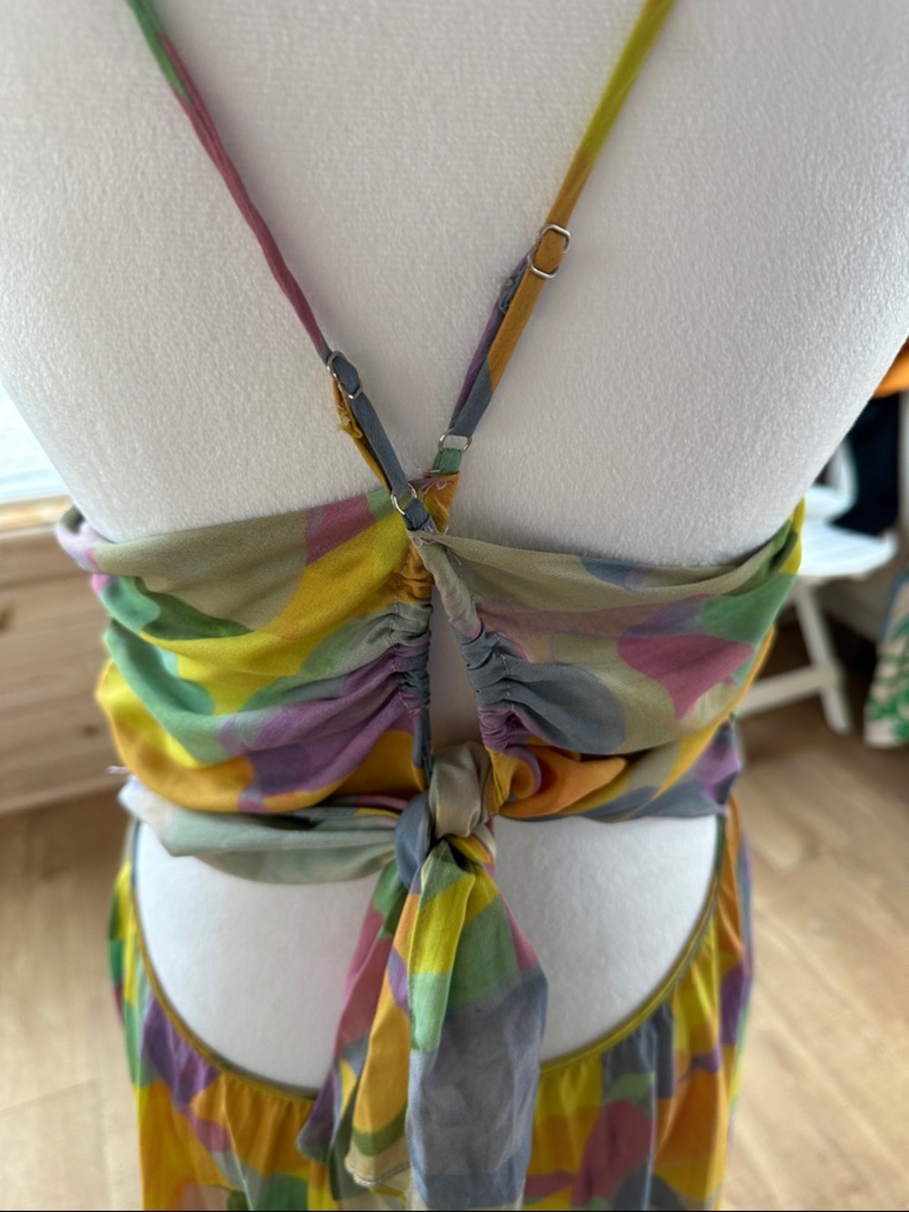 Astr Multicolor Floral Midi Dress in Yellow & Green - Picture 3 of 4